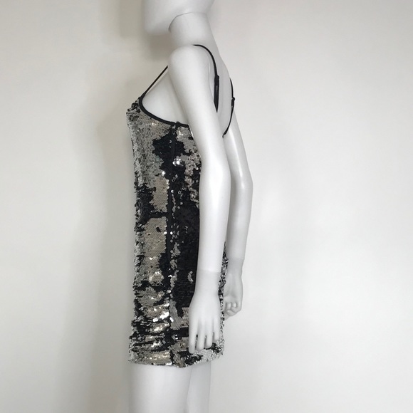 Sequin dress Avec M silver black sequin cocktail dress - Picture 6 of 10